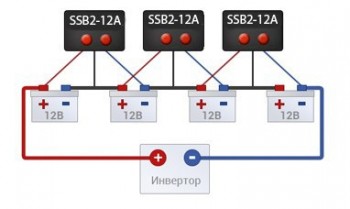 Схема подключения балансира SSB2-12A на батарею 48В